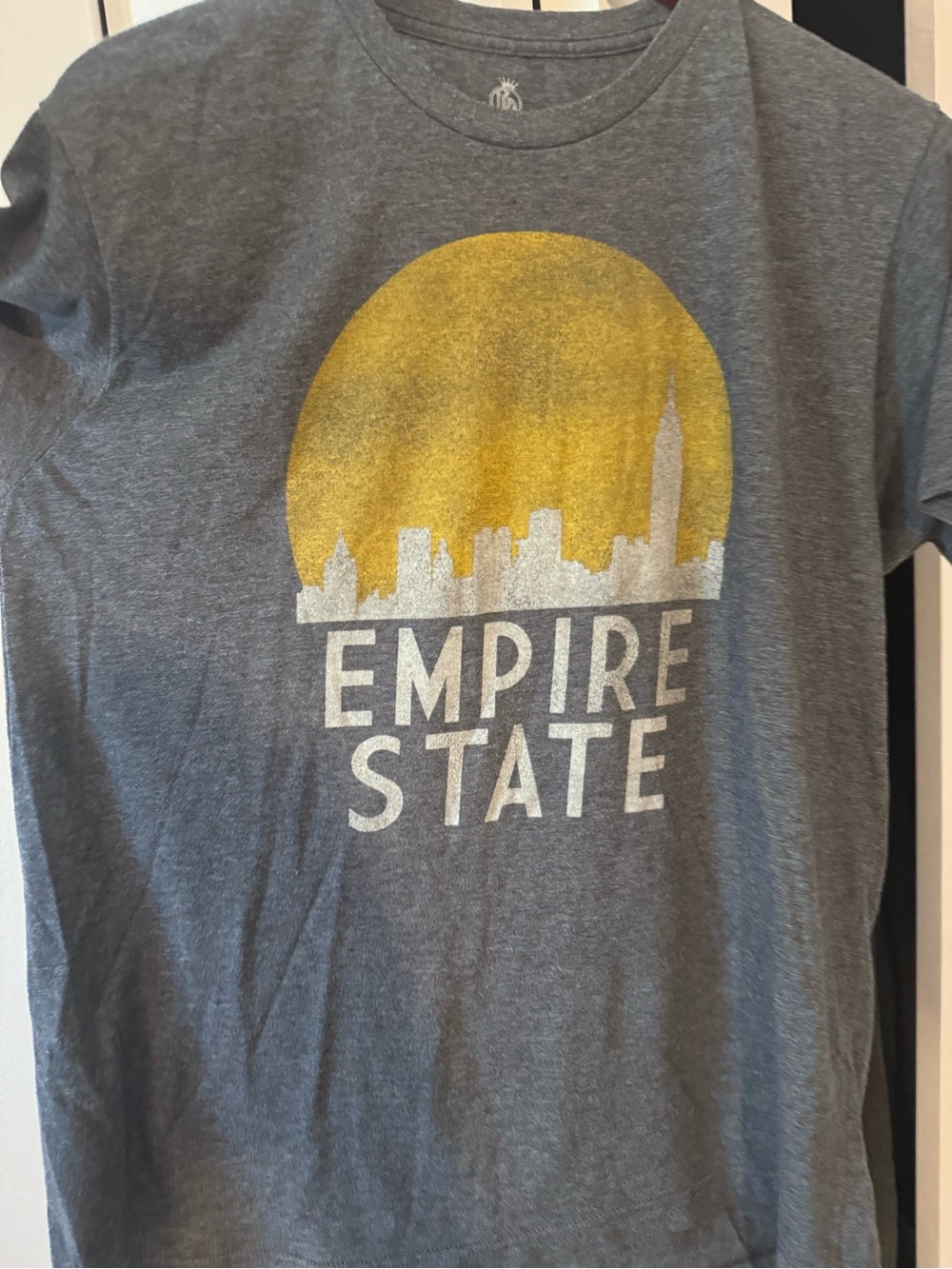 Empire State Graphic Tee - Gray with Yellow Print